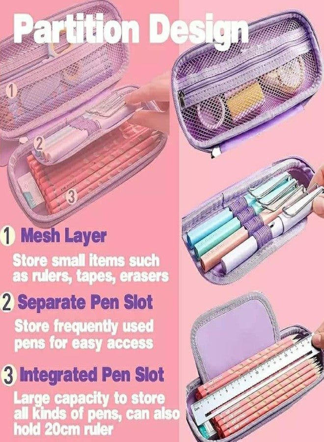 PEACORA 3D Unicorn Large Capacity Pencil Case Compass with Compartments, School Supply Organizer for Students, Stationery Box Cosmetic Zip Pouch Bag (Half Unicorn Star Pouch Small (Pink)) - Image 5